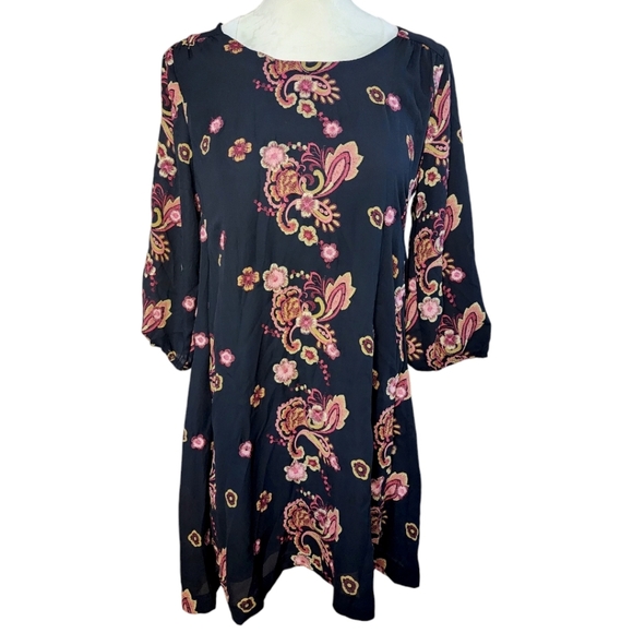 ECI Embroidered Floral Casual Dress, Size L – Multi Color, Open Back Detail - Picture 3 of 11